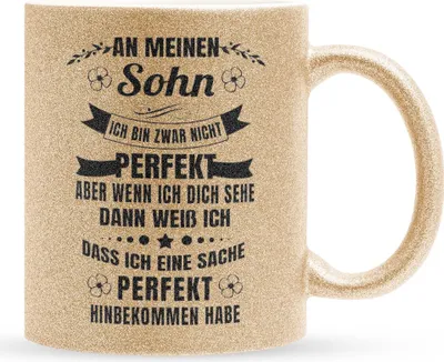 Produktbild von 22Feels Glitzertasse Gold Sohn Geschenk Geburtstag 18 Jahre Kinder Jungs Abitur Master Uni Abschluss Bachelor Weihnachten Haferl Firmung Konfirmation Teenager Geschenkidee Bürotasse