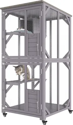 Obrázok produktu pre VEVOR Klietka pre mačky s 3 úrovňami a 1 dverami Výbeh pre mačky 760x865x1630mm Klietka pre malé zvieratá z pozinkovaného pletiva Jedľové drevo Klietka pre hlodavce 14 kg na úroveň Ideálna pre mačky a iné malé zvieratá