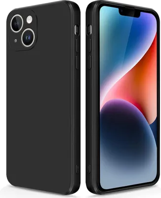 Image de Coque silicone fine pour iPhone 14 silicone souple liquide, mat, résistant aux rayures noir