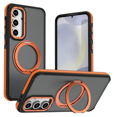 Obrázek produktu pro Magnetické pouzdro pro telefon Samsung Galaxy S26 FE, 360stupňový držák s kroužkem, barva: oranžová