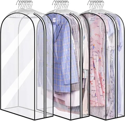 Produktbild von Kleidersäcke – Set mit 3 Stück – Wasserdicht – Transparent – Kleiderschutzhüllen mit Reißverschluss – Damen – Herren