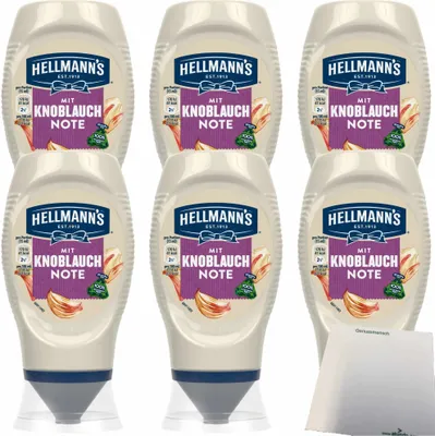 Produktbild von Hellmann's Sauce mit Knoblauchnote 6er Pack (6x250ml Squeezeflasche) + usy Block