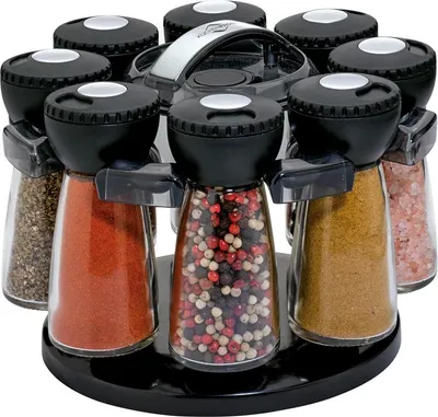 Produktbild von Küchenprofi Gewürzständer 8 Gläser, schwarz rund 2620001008 4007371067461