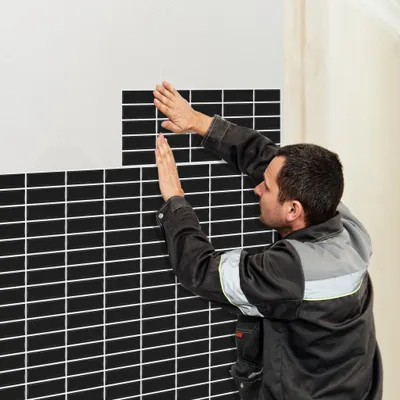 Image de UISEBRT 10 pièces 3D autocollant de carrelage, autocollant de carrelage mural, DIY carreaux décoratifs carreaux adhésifs 1m² pour cuisine et salle de bain, design de carrelage-B