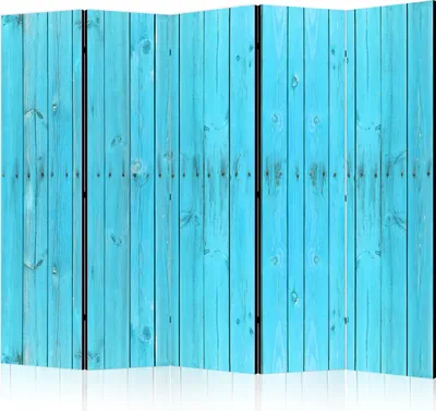 Produktbild von 5-teiliger Einseitiger Vlies Paravent - The Blue Boards II 225x172 cm Muster f-B-0102-z-c