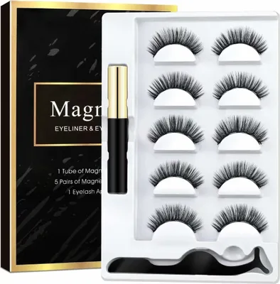 Produktbild von Magnetische Wimpern Magnetic Eyeliner 5 Magnete Wimpern Mit Wasserdichtem Langlebigem Magnetic Eyeliner Wiederverwendbare Falsche Magnetic Eyelashes