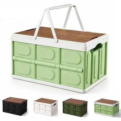 Productafbeelding van Vouwbare Campingbox met Deksel, 50 Liter, Mintgroen