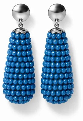 Immagine prodotto di Orecchini Biba, pendenti, con cristalli e perline, disponibili in diversi colori – blu