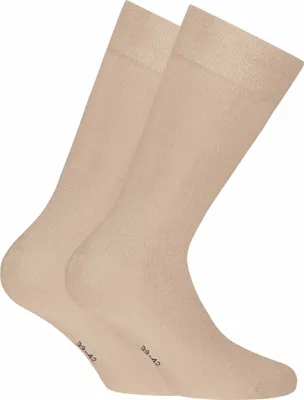 Produktbild von Rohner Basic Uni Socken, 2er Pack - Bambus, Kurzsocken Beige 39-42
