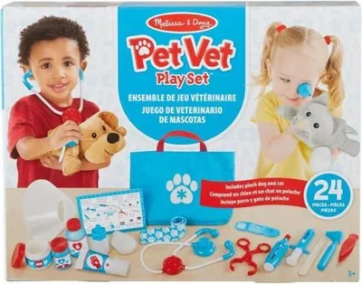 Produktbild von Rollenspiel Spielset Tierarzt, 24 Teile, Plüsch Hund und Katze, Tragetasche, Ab 3 Jahren, Melissa & Doug