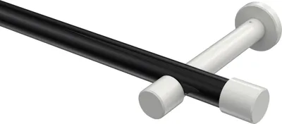 Produktbild von Interdeco Gardinenstange / Vorhangstange Schwarz / Weiß, Typ Prestige Santo (Kappe) ohne Ringe, 20 mm Ø 1-läufig, 540 cm