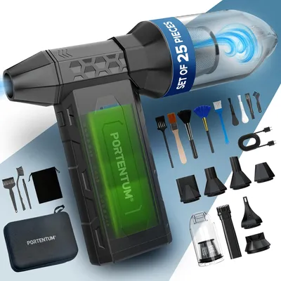 Produktbild von PORTENTUM 3 in 1 Staubgebläse als Druckluftspray 180 km/h – Handstaubsauger Akku