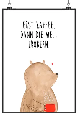 Produktbild von Mr. & Mrs. Panda Bild Bär Kaffee Motiv DIN A0 - Weiß - Geschenk, wanddeko, Coffee, Motivation, Bären, Teddy, Guten Morgen, Wandbild, drucke, Kunstdruck, Plakat
