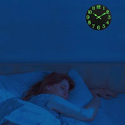 Immagine prodotto di Orologio da parete in legno nero con lampada da comodino - Decorazione in legno da 30 cm per la casa e l'ufficio