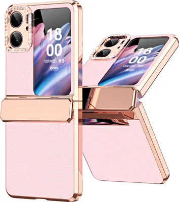 Produktbild von Handyhülle für Oppo Find N2 Flip, Scharnierschutz, Luxus Galvanisierter Litschi Glänzender Diamant Schutzhülle Pink