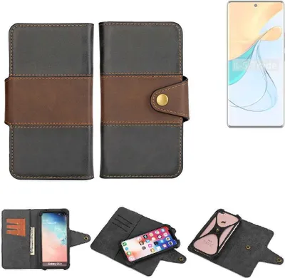 Produktbild von K-S-Trade Handyhülle Schutzhülle Hülle Bookstyle Wallet-Case kompatibel mit ZTE Blade V50 5G Bumper Rundumschutz schwarz-braun 1x