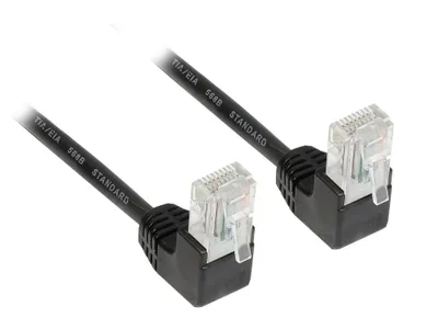 Produktbild von Patchkabel, Cat. 5e, U/UTP, beidseitig 90° nach unten gewinkelt, schwarz, 15m, Good Connections®