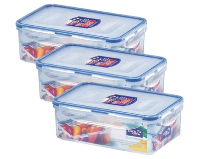 Produktbild von Lock&Lock Frischhaltedose | Vorratsdose | Gefrierdose mit Abtropfgitter | 1,0 Liter | HPL817T - 3er Set