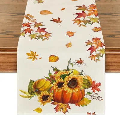 Produktbild von Kš¹rbisse Ahornbl?tter Sonnenblumen Herbst Tischl?ufer, Saisonnal Kš¹che Tisch Nachbildungation Drinnen Urlaub Party Nachbildung 40x140 cm