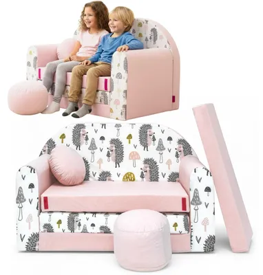 Produktbild von TUPPI Kindersofa Kinder Couch mit Schlaffunktion ausklappbar, 168x98cm, Set mit Kissen und Fußstütze, Spielsofa, Bettfunktion - Mädchen Jungen, Sitzsack Minisofa Schlafsofa Kinderzimmer