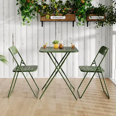 Produktbild von 3tlg Gartenlounge-Set 2 Stühle und 1 Tisch Gartenmöbel Set Balkonmöbel-Set für Außenbereich und Balkon Grün