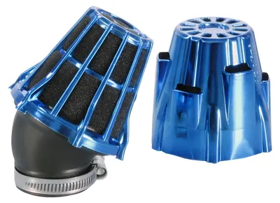 Immagine prodotto di Filtro dell'aria Polini Blue Air Box, blu e nero, da 32 mm, conico a 30°, per carburatore PHBG