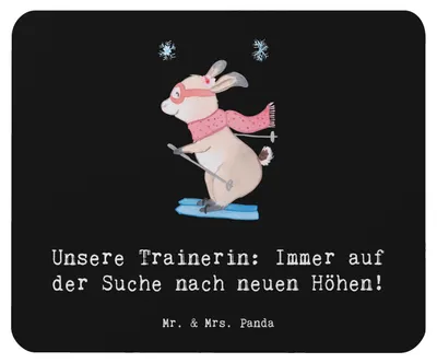 Produktbild von Mr. & Mrs. Panda Mousepad Skispringen Trainerin - Schwarz - Geschenk, Wintersport, Sportmotivation, Danksagung, pc mauspad, computer, Sportart, Sprungtechnik, Landungen