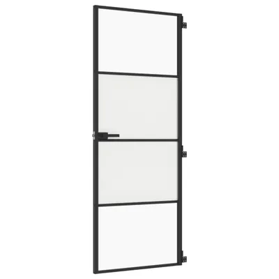 Produktbild von vidaXL Innentür Schlank Schwarz 76x201,5 cm Hartglas und Aluminium