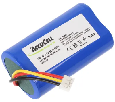Productafbeelding van Accu voor Gardena ComfortCut 8893 en 8895, 7,2 Volt. Accu voor Gardena 08894-00 met een capaciteit van 2500mAh, afmetingen 67,5x37x18,5mm
