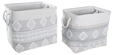 Image de Omgoods - Lot de 2 paniers de rangement en coton gris