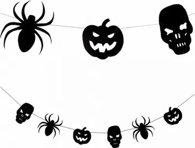 Produktbild von Papiergirlande mit Halloween Motiven Schwarz 3m