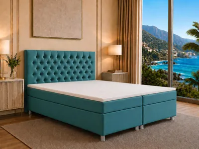 Produktbild von Best for Home Boxspringbett mit Bettkasten Trinity K-14 Bonellfederkern inkl. Topper-180x200- Türkis