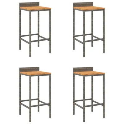 Produktbild von vidaXL Barhocker 4 Stk. Grau Poly Rattan und Massivholz Akazie