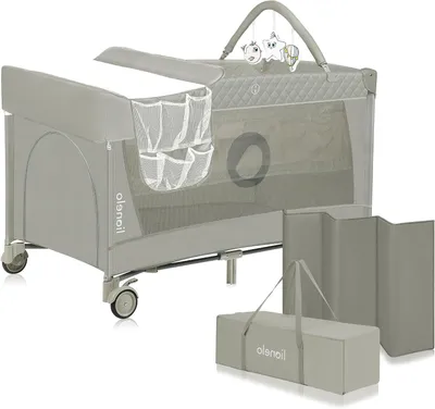Zdjęcie produktu dla Łóżeczko turystyczne - Składane - Do pielęgnacji dziecka - Z przewijakiem - 125x67x84 cm - Beżowe