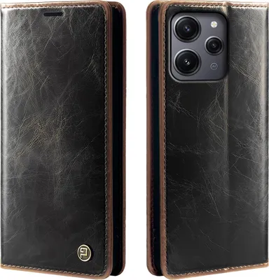 Produktbild von Handyhülle für Xiaomi Redmi 12 Kunstleder Flip Cover Hülle RFID Schutz Case Kartenfach Farbe: Dunkelbraun