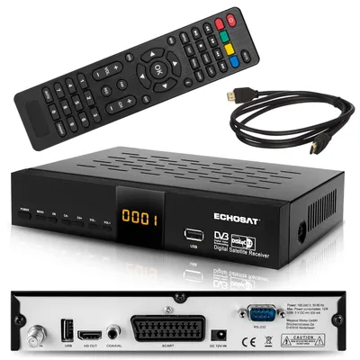 Productafbeelding van HD SAT-ontvanger Echosat 20900 M, digitale Full HD satellietontvanger, inclusief HDMI-kabel (HDMI, SCART, 2xUSB, HDTV, 1080p). Vooraf geprogrammeerde zenderlijsten voor Astra, Hotbird en Türksat