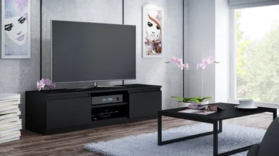 Zdjęcie produktu dla Topeshop RTV120 CZAR, Czarny, Płyta wiórowa, Czarny, Płyta wiórowa, 2 pół., Czarny