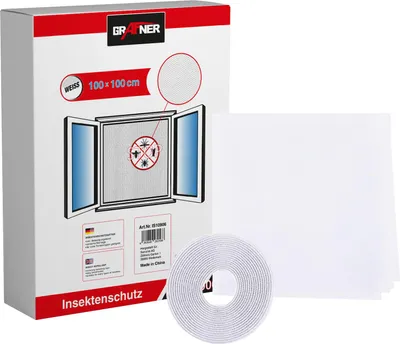 Produktbild von Grafner Insektenschutz Fliegengitter Fenster 100x100cm weiß mit Klettband Gitter Mückenschutz