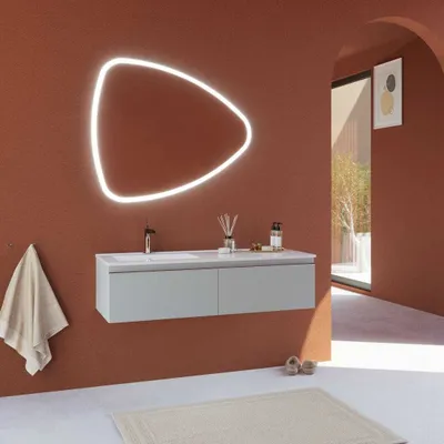 Immagine prodotto di Mobile bagno sospeso grigio chiaro 120cm, lavabo asimmetrico | Seattle