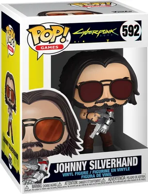 Produktbild von funko Pop! #592 Cyberpunk 2077 Johnny Silverhand Sammlerfigur, Vinyl, ca. 9 cm hoch, mehrfarbig, offiziell lizenziert, Fensterbox