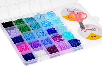 Produktbild von Set mit 24 bunten Kristallperlen zur Herstellung von Armbändern ZA5297