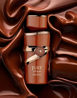 A perfume bottle surrounded by flowing chocolate.