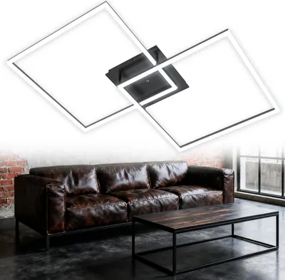 Produktbild von UISEBRT 72W LED Deckenleuchte Eckig Metalllampe Modern Geometrisch Kaltweiß Wohnzimmerlampe Schlafzimmer Küchenlampe Esszimmer Deckenbeleuchtung