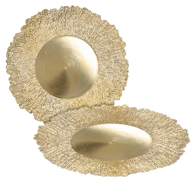 Productafbeelding van Set van 2 Decoratieve Gouden Plastic Borden 33 cm