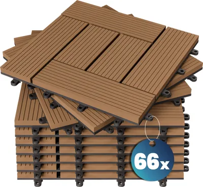 Produktbild von CASARIA WPC Fliesen 30x30 cm 66er Set 6m? Stecksystem Drainage Zuschneidbar Terrasse Balkon Garten klick Mosaik Terrakotta