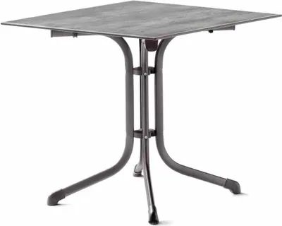 Produktbild von 5130-31 Klapptisch Polytec (HPL) 80x80 cm Stahlgestell eisengrau / Tischplatte Polytec (HPL) Beton hell