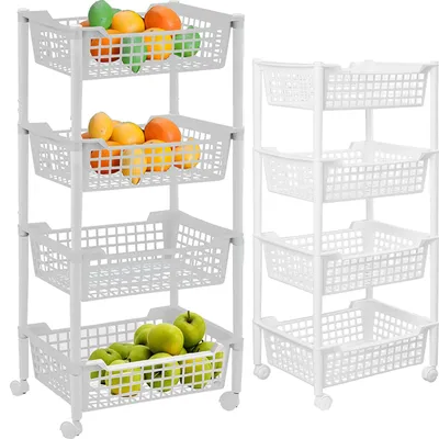Produktbild von Küchenregal Badregal Rollwagen Organizer 4 Ebenen Weiß ARTEX Fruit