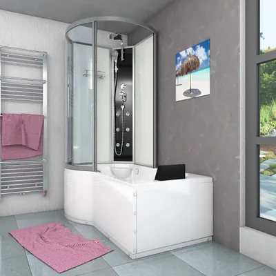 Produktbild von Kombination Badewanne Dusche K50-R00 Duschtempel 100x170 cm