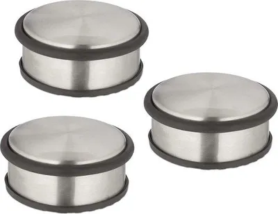 Produktbild von Famanu Türstopper Set von 3 - 45 x 105 cm - schwer und rutschfest - Türpuffer - Silber/Schwarz