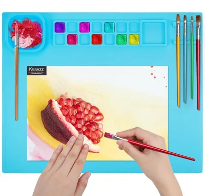 Obrázek produktu pro Silikonová podložka 50 x 40 cm - Skládací umělecká podložka s držákem na nástroje